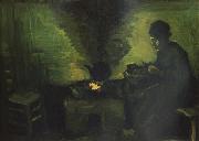 Vincent Van Gogh Peasant Woman by the Fireplace (nn04) oil